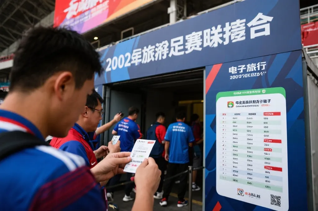 球迷手持门票与电子设备查看赛程安排